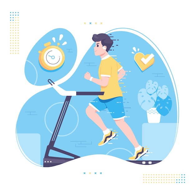 healthy lifestyle treadmill run illustration