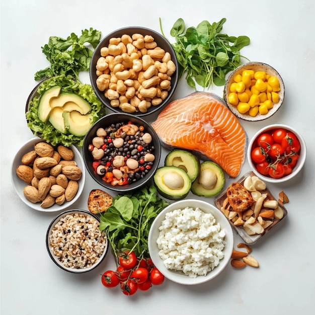 Healthy Meal Preparation Bowls with Grilled Chicken Quinoa Salad Tomatoes Corn Spinach Arugula Br