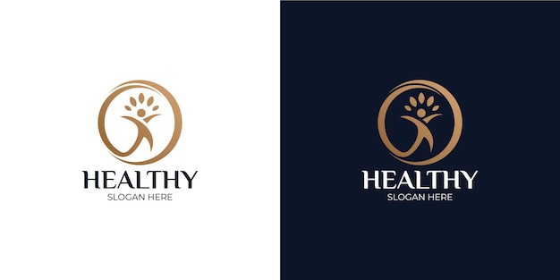 Healthy modern and simple logo set