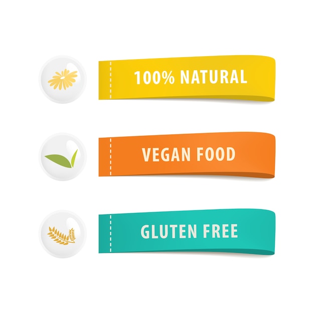 healthy organic food label and banner tag.