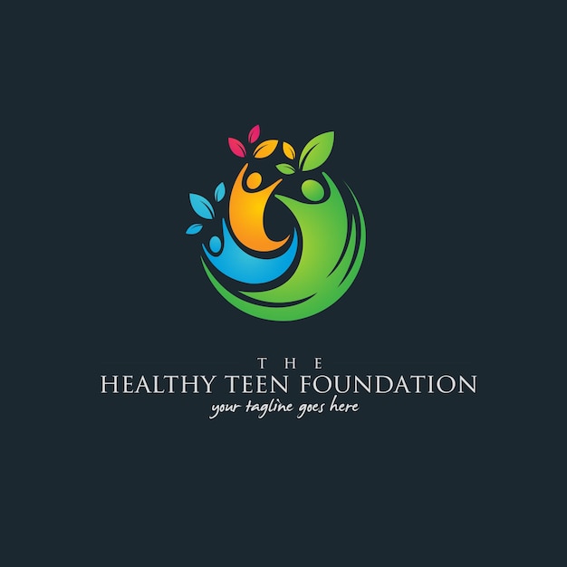 Healthy people foundation logo template