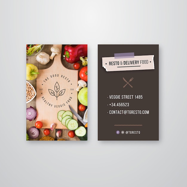 Healthy restaurant double-sided business card