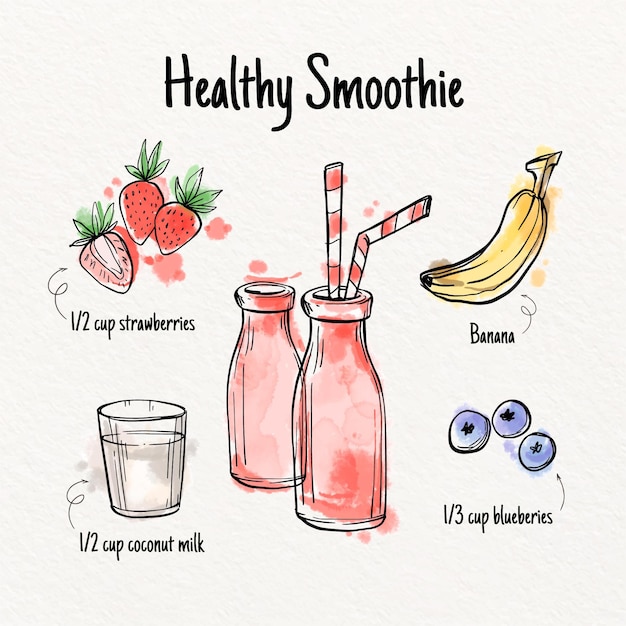 Vector healthy smoothie recipe