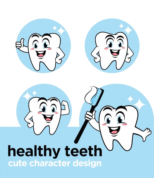 healthy teeth with cute character 