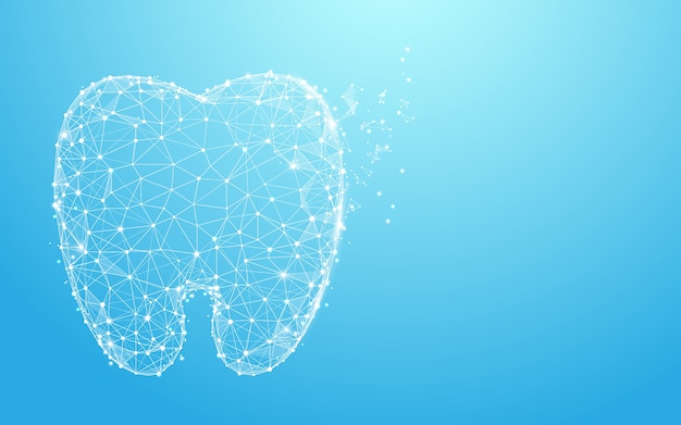 Vector healthy tooth form lines and particle style design