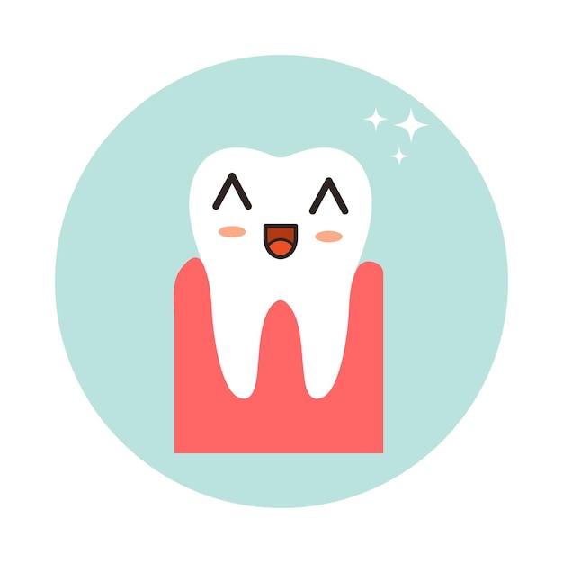 A healthy tooth with the emotion of kawaii Hygiene the concept of health care Vector illustration