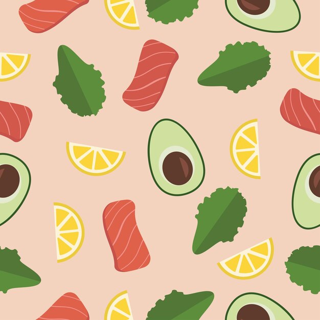 Healthy vector seamless food pattern