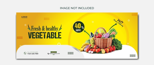 Healthy vegetable and fruit grocery delivery facebook cover design social media post template