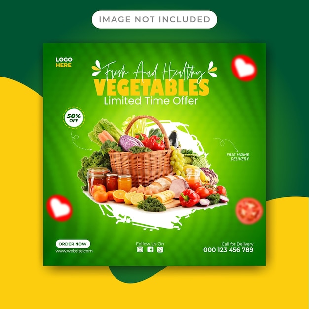 Healthy vegetable menu promotion social media Instagram post banner