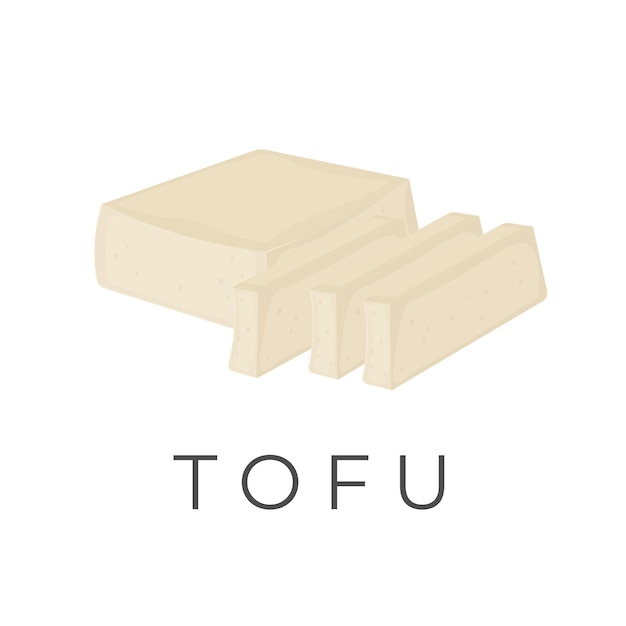 Healthy White Tofu Cutout Illustration Logo