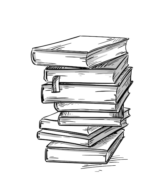 Vector heap of books, vector drawig