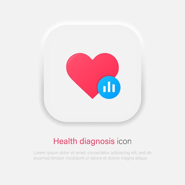 Heapth diagnostics concept icon Heart with analytic chart symbol in neumorphism style Vector EPS 10