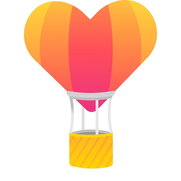 Heart air hot balloon vector icon design