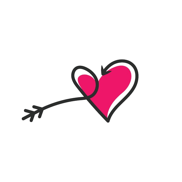 Heart arrow line icon vector concept design template