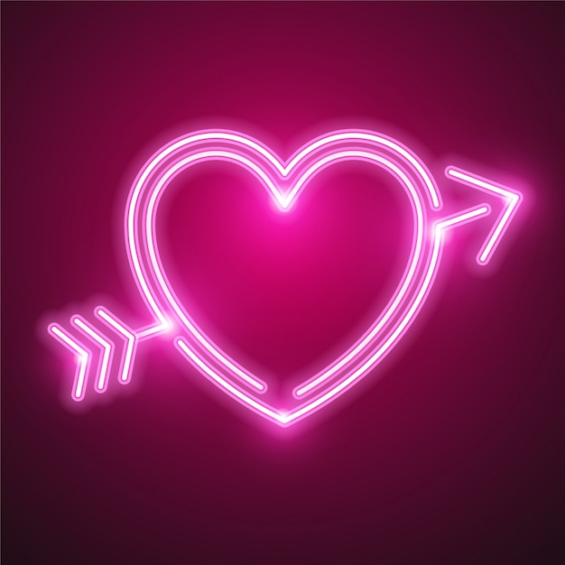 Heart and arrow neon design