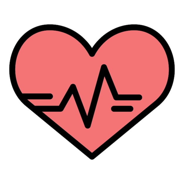 Heart beat pulse icon Outline heart beat pulse vector icon color flat isolated