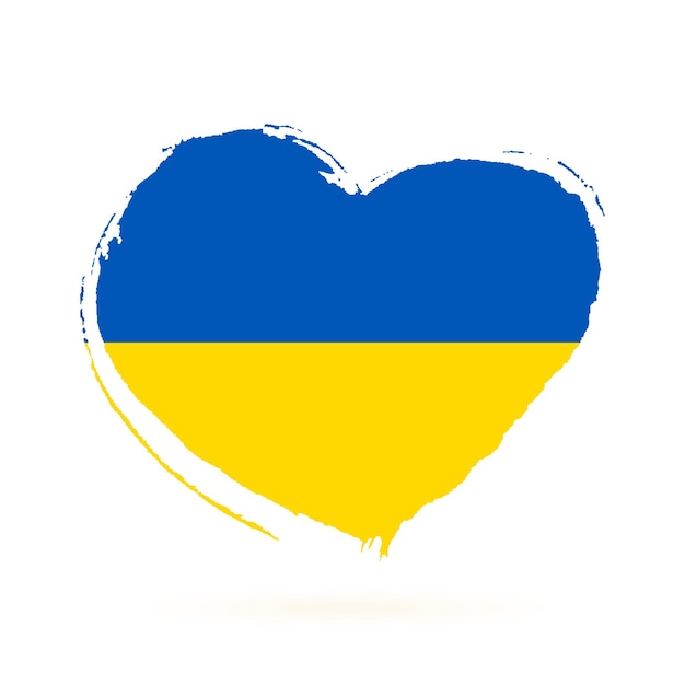 Heart in blue and yellow color the colors of the national flag of Ukraine Isolated on white background