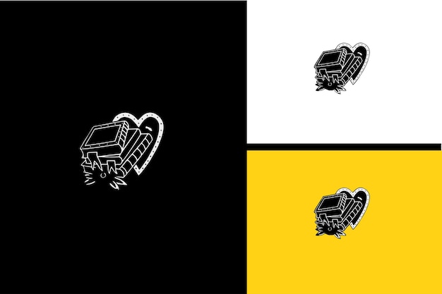 Heart and book vector illustration black and white