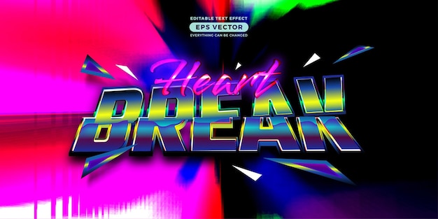 Heart break editable text style effect in retro look design with experimental background ideal for poster flyer logo social media post and banner template promotion