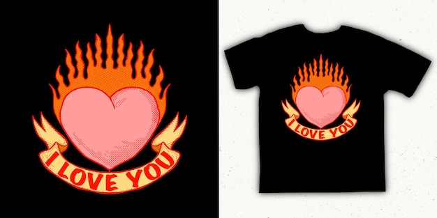 Heart burn i love you illustration vector colorful for print on tshirt, poster, logo, stickers etc