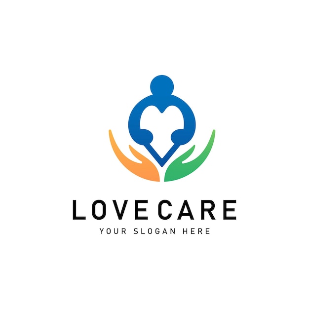 Heart care logo design template vector icon