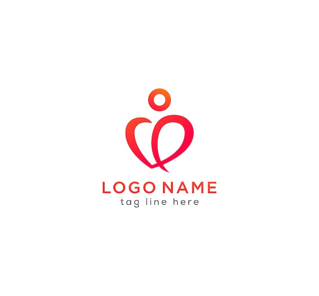 Heart care logo template icon design