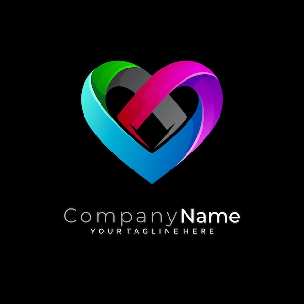 Heart care logo vector 3d colorful design medical logos