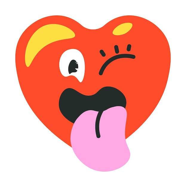 Heart character sticking out tongue personage