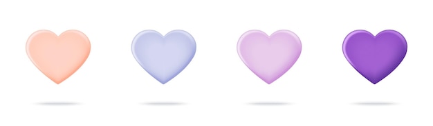 Vector heart color set 3d icons vector illustrations set of hearts in different colors