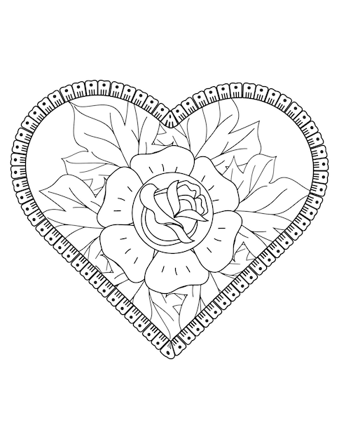 Heart coloring page for adult and kids. love coloring vector. valentine pattern design. love art