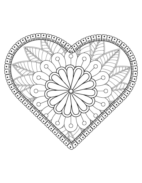 Heart coloring page for adult and kids. love coloring vector. valentine pattern design. love art