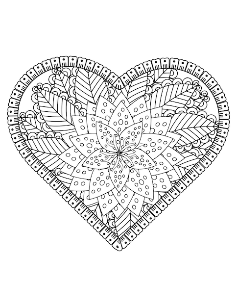 Heart coloring page for adult and kids. love coloring vector. valentine pattern design. valentine