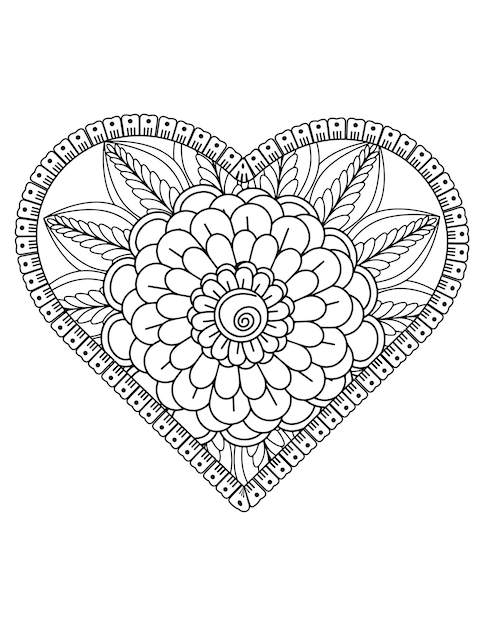 Heart coloring page for adult and kids. love coloring vector. valentine pattern design. valentine