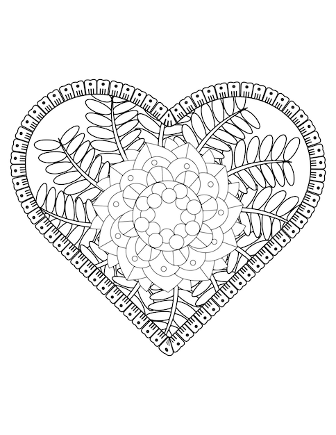 Heart coloring page for adult and kids. love coloring vector. valentine pattern design. valentine