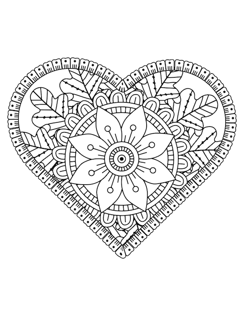 Heart coloring page for adult and kids. love coloring vector. valentine pattern design. valentine