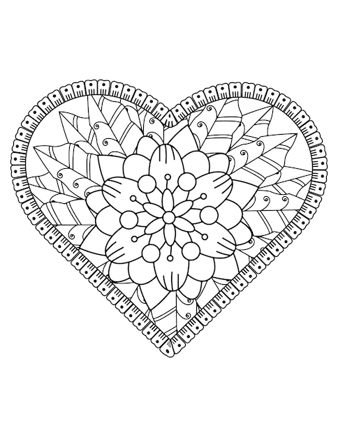 Heart coloring page for adult and kids. love coloring vector. valentine pattern design. valentine