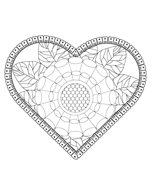 Heart coloring page for adult and kids. love coloring vector. valentine pattern design. valentine