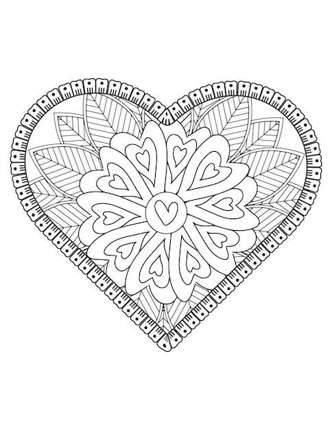 Heart coloring page for adult and kids. love coloring vector. valentine pattern design. valentine