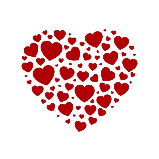 Heart composed of small red hearts, St.Valentine's day decoration, vector