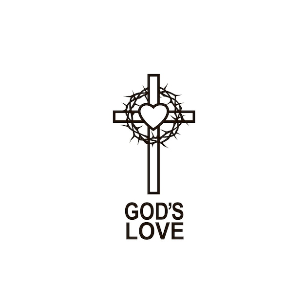 heart, crown of thorns and cross