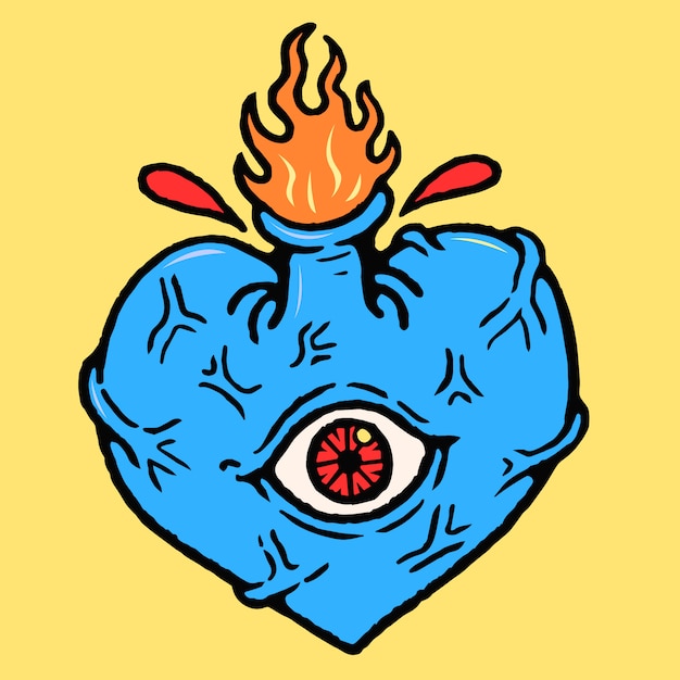 Heart Cyclops Old School Tattoo Vector