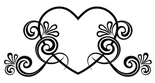 Heart decorated with floral ornament. Template for Valentine's greeting card