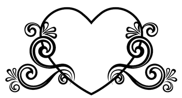 Heart decorated with floral ornament. Template for Valentine's greeting card