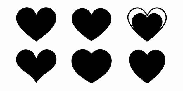 Heart doodle silhouette collection