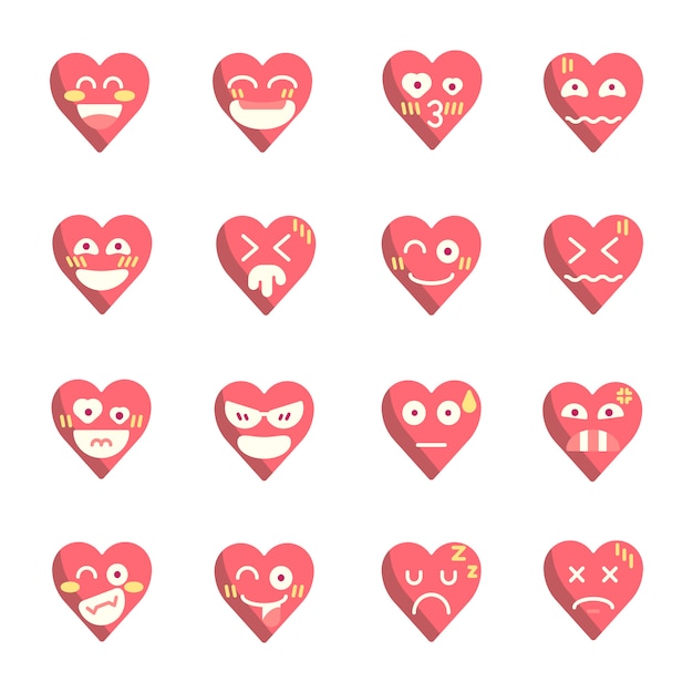 Vector heart face emoji vector flat design