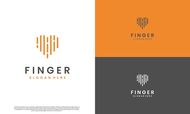 Heart Fingerprint scan logo design modern concept