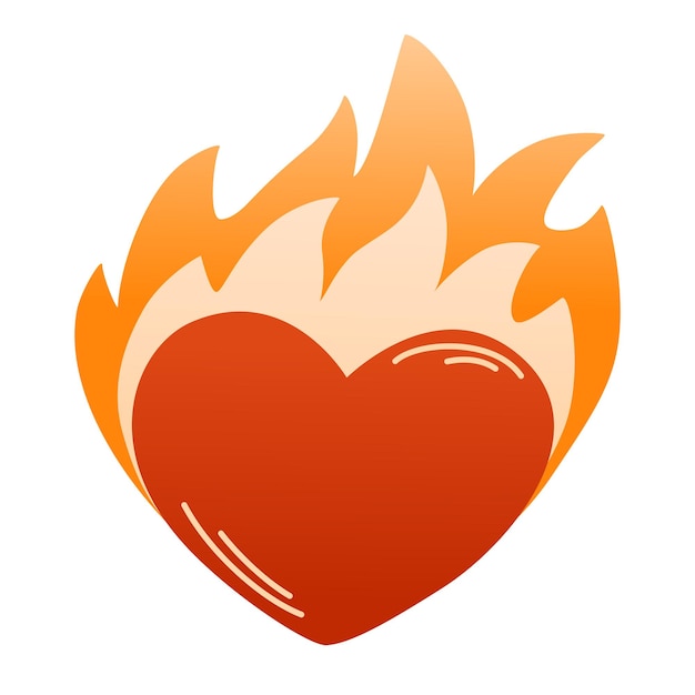 Vector heart on fire designs for banners cards invitations for valentines day medical cardiograms