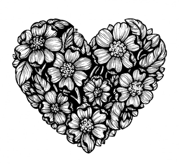 Heart of flowers. Graphics.