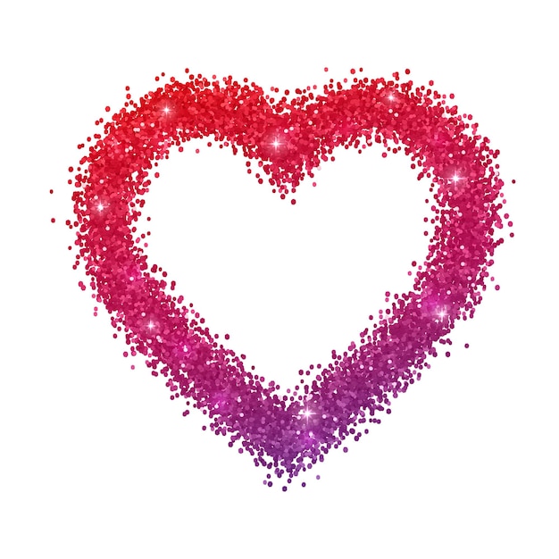 Heart frame with red purple gradient effect. Isolated on white background. Vector illustration