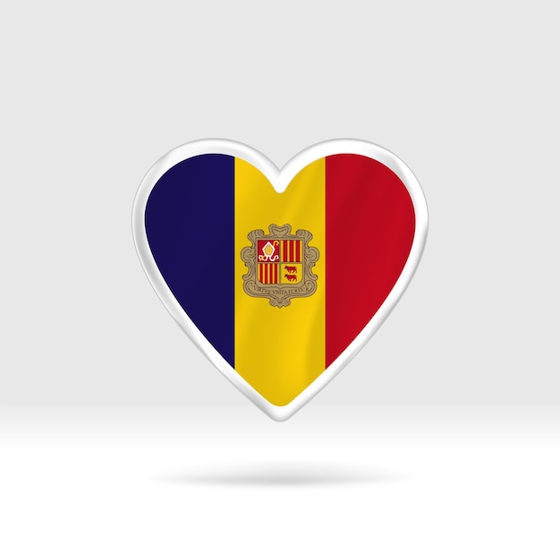 Heart from Andorra flag. Silver button star and flag template. Easy editing and vector in groups.